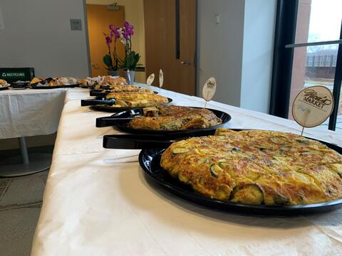 egg fritattas lined up on table